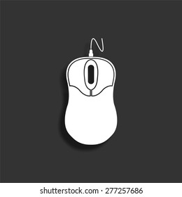 Computer mouse icon with shadow - vector illustration