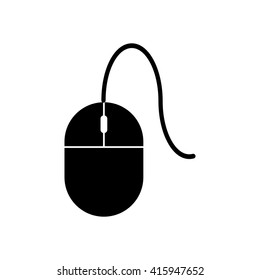 Computer mouse icon. . Silhouette flat design vector illustration