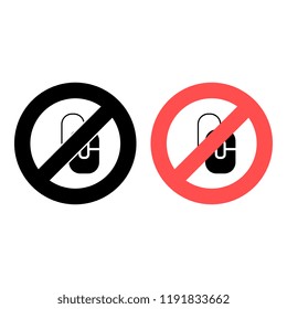 computer mouse ban, prohibition icon. Simple glyph vector of web set for UI and UX, website or mobile application
