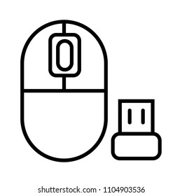 Computer mouse icon in single grey color. Wireless bluetooth connection