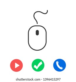 Computer Mouse Icon Symbol. PC Mouse icon vector isolated illustration. Icon computer mouse web. Modern computer mouse, flat icon design