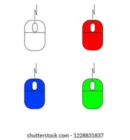 Computer Mouse Icon Symbol Set. 4 pieces color