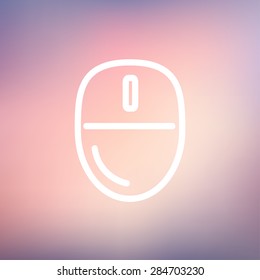 Computer mouse icon thin line for web and mobile, modern minimalistic flat design. Vector white icon on gradient mesh background.