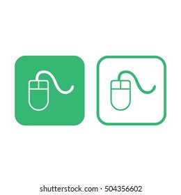 Computer mouse icon vector. Green and white