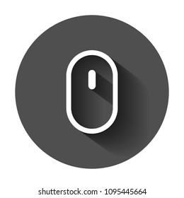 Computer Mouse icon. Vector illustration with long shadow. Business concept mouse cursor pictogram.