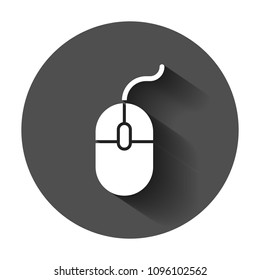 Computer Mouse icon. Vector illustration with long shadow. Business concept mouse cursor pictogram.