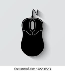 Computer mouse icon - vector illustration with shadow on light background