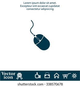 Computer mouse icon, vector illustration. Flat design style