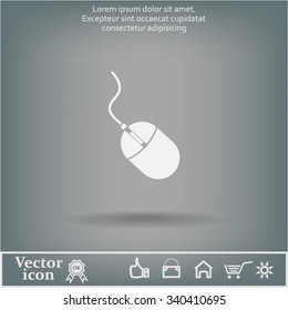 Computer mouse icon, vector illustration. Flat design style