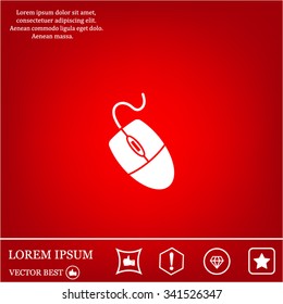 Computer mouse icon, vector illustration. Flat design style