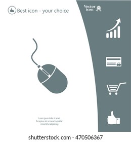 Computer mouse icon, vector illustration. Flat design style
