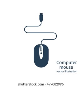 Computer mouse icon. Vector illustration flat design style. Isolated device.