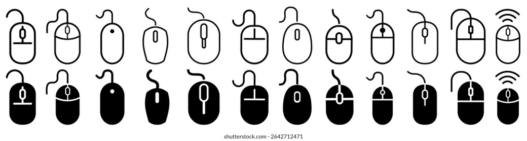 Computer mouse icon vector set. PC mouse illustration sign collection. mouse symbol. device web icons.