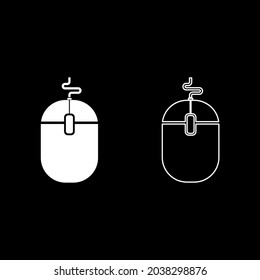 Computer mouse icon white color vector illustration flat style image set