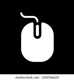 computer mouse icon. White icon on black background. Inversion