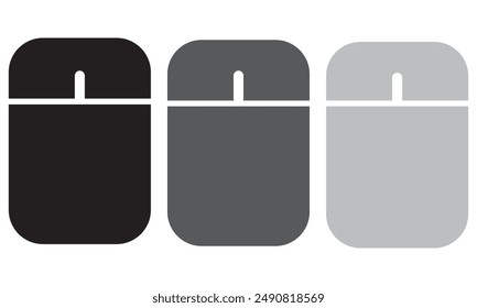 Computer mouse icon. Wireless gaming device black symbol. Click and scroll mouse buttons filled illustration isolated.