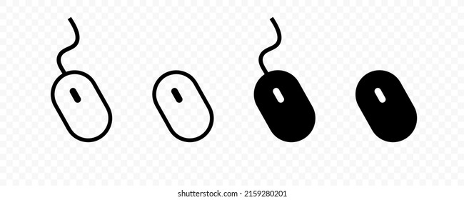 Computer mouse icons. Computer mouse cursor flat black icons set. Click, scroll, swipe buttons. Isolated vector graphic EPS 10