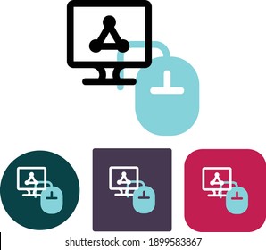 Iconos de ordenador y ratón en diferentes colores