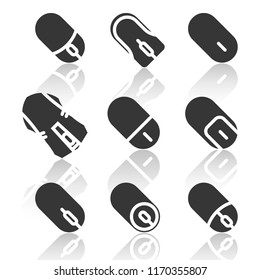 computer mouse icons set,shadow,vector illustrations