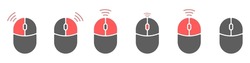 Computer Mouse Icons Vector. Left And Right Click Vector. Icons Set Of Pressing Different Mouse Buttons For PC. Mouse Wheel Scroll Icon Vector. Mouse Icon Set For PC.