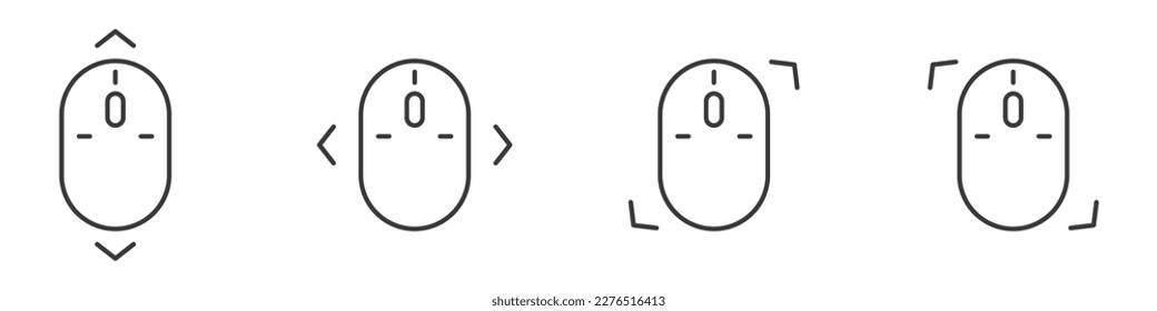 Computer mouse icons vector. Set of mouse zoom vector icons. Cursor vector stretching and compression. Scroll wheel icon. Icons for web design.