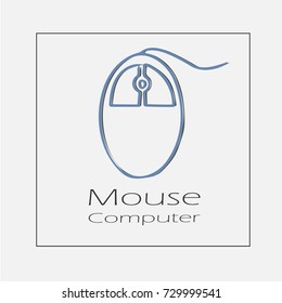 Computer mouse illustration. Hand drawn flat vector icon.