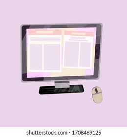 Computer And Mouse Ilustration dasboard For Work From Home Productivity Tools