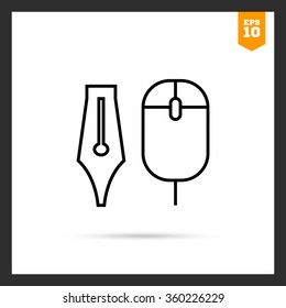 Computer mouse and ink pen nib