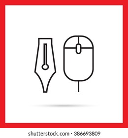 Computer mouse and ink pen nib