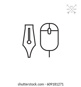 Computer mouse and ink pen nib