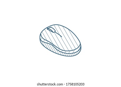 computer mouse isometric icon. 3d vector illustration. Isolated line art technical drawing. Editable stroke