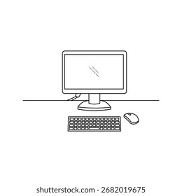  computer, mouse, keyboard icon white on background