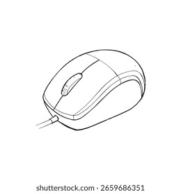 Computer-Maus-Linie Art. Computer-Maus-Skizze