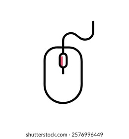 Computer mouse line art vector image