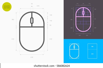 computer mouse line icon (golden section)
