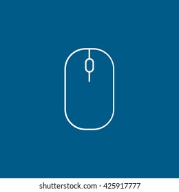 Computer Mouse Line Icon On Blue Background