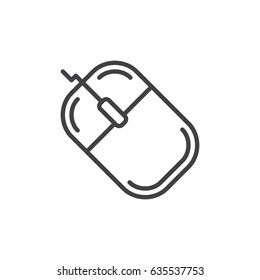 Computer mouse line icon, outline vector sign, linear style pictogram isolated on white. Symbol, logo illustration. Editable stroke. Pixel perfect
