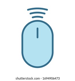 Computer mouse lineal blue icon isolated on white background. Smart device technology flat vector icon with blue stroke for web and mobile apps, ui design and print. Mouse color vector illustration