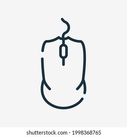 Computer Mouse Linear Icon. Esports Equipment And Device. Gaming Mouse Line Icon. Editable Stroke. Vector Illustration.