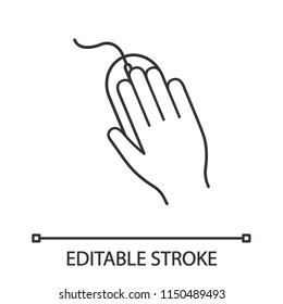 Computer mouse linear icon. Thin line illustration. Click. Contour symbol. Vector isolated outline drawing. Editable stroke