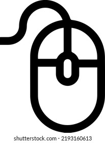 Computer mouse linear, outline style isolated on white background.