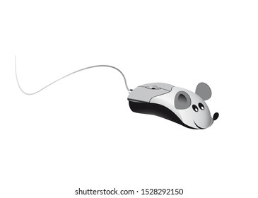 Computer mouse, living mouse aligoria. Isolated. White background 