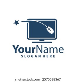 Computer Mouse logo design vector illustration. Mouse logo concept template