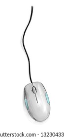 computer mouse lying on the table top view, sketch vector graphics monochrome illustration on white background