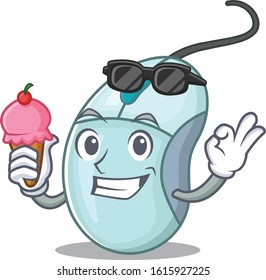 Computer mouse mascot cartoon design with ice cream