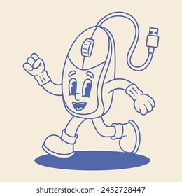 Computer Mouse Mascot Illustration Outline Version