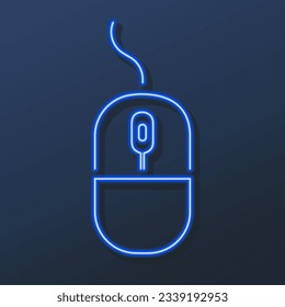 computer mouse neon sign, modern glowing banner design, colorful modern design trends on black background. Vector illustration.