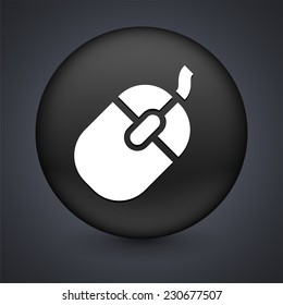 Computer Mouse on Black Round Button