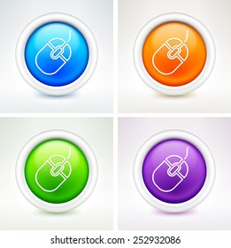 Computer Mouse on  Color Round Buttons