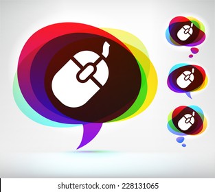 Computer Mouse on Multi Color Speech Bubble